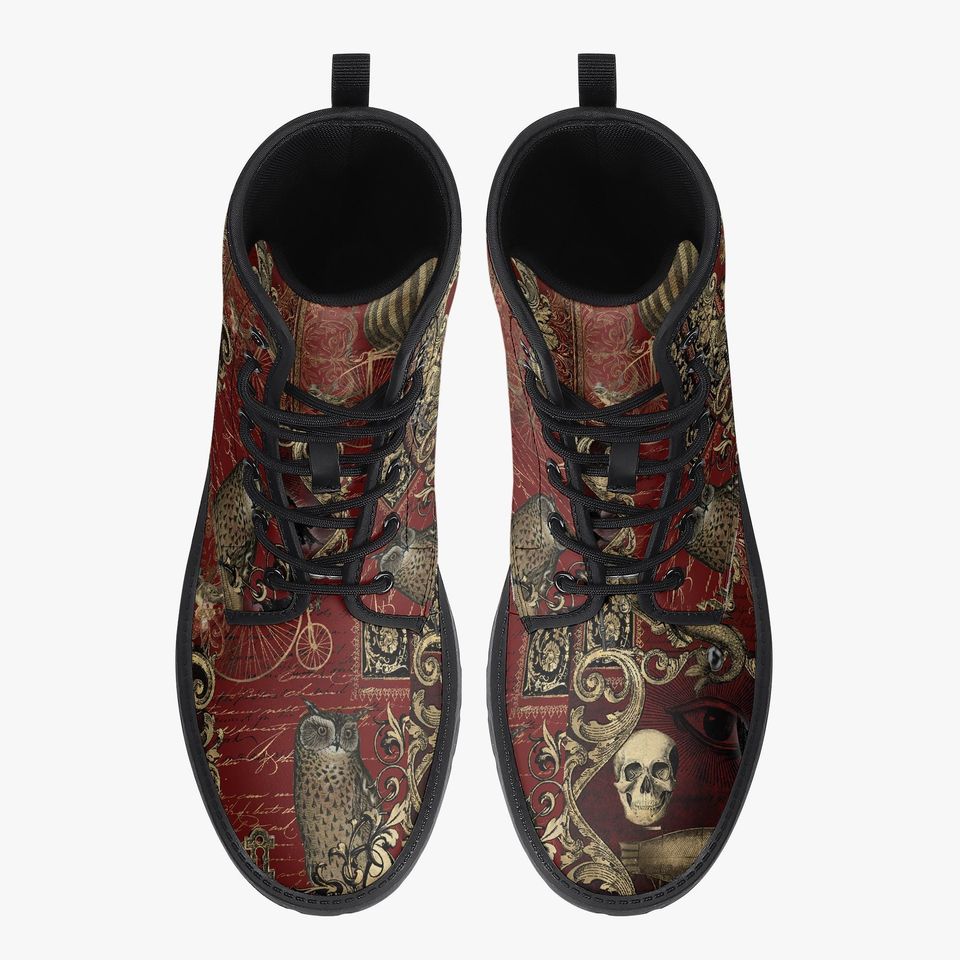 Steampunk Ephemera Blood Red Gothic Horror Combat Boots