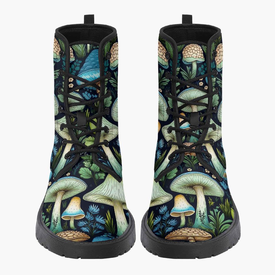 Mushroomcore Toadstool Combat Boots - Purple Mushroom Boots