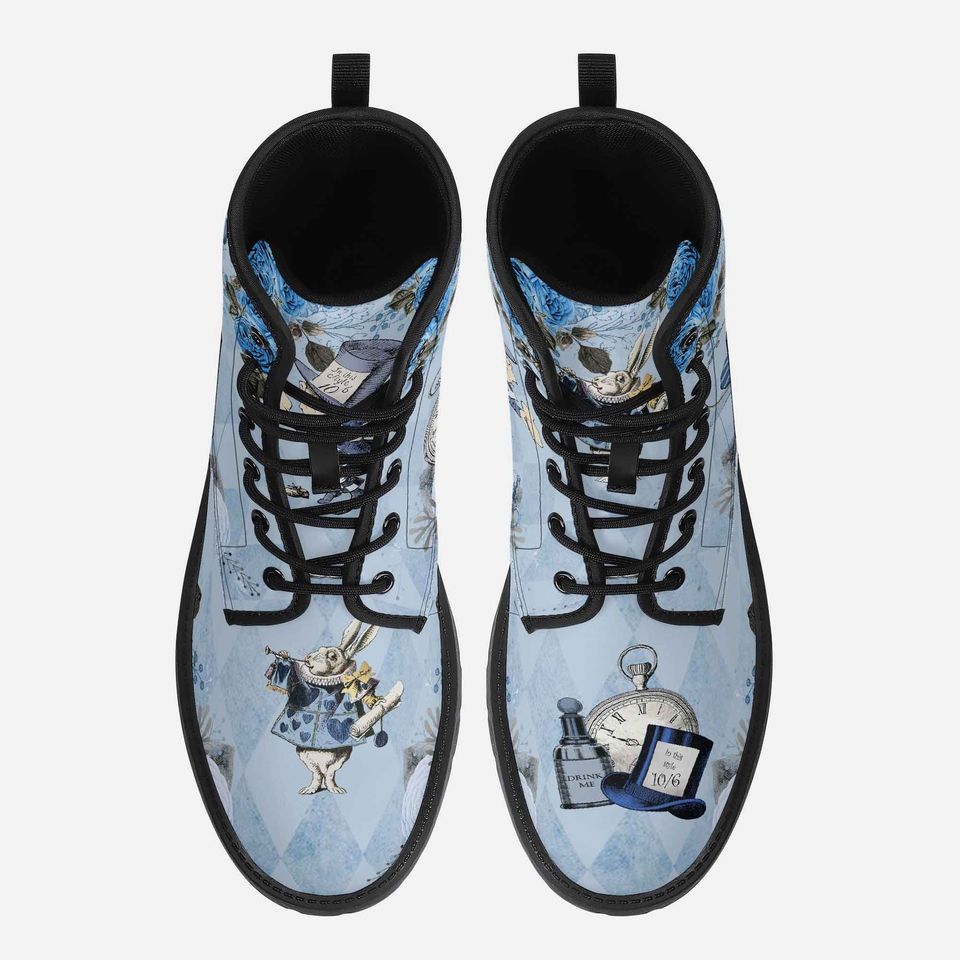 Blue Alice in Wonderland Leather Boots