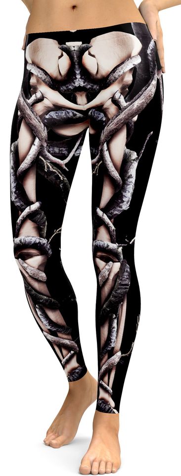 Black Skeleton Leggings, Scary Outfit Halloween Leggings