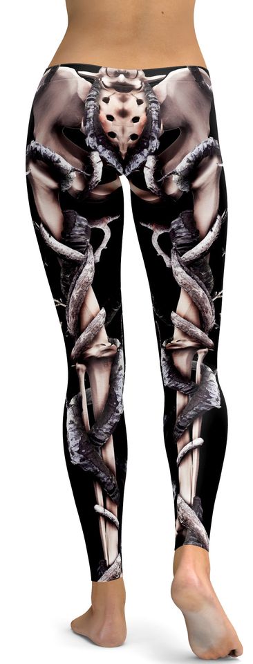 Black Skeleton Leggings, Scary Outfit Halloween Leggings