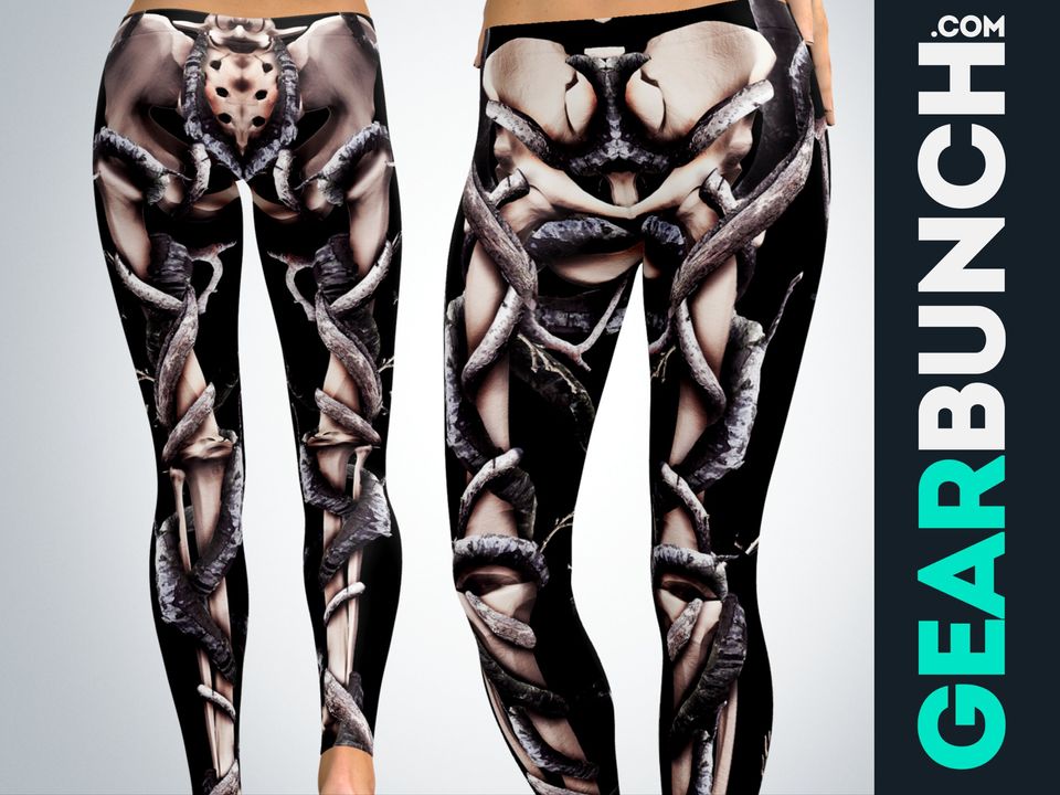 Black Skeleton Leggings, Scary Outfit Halloween Leggings