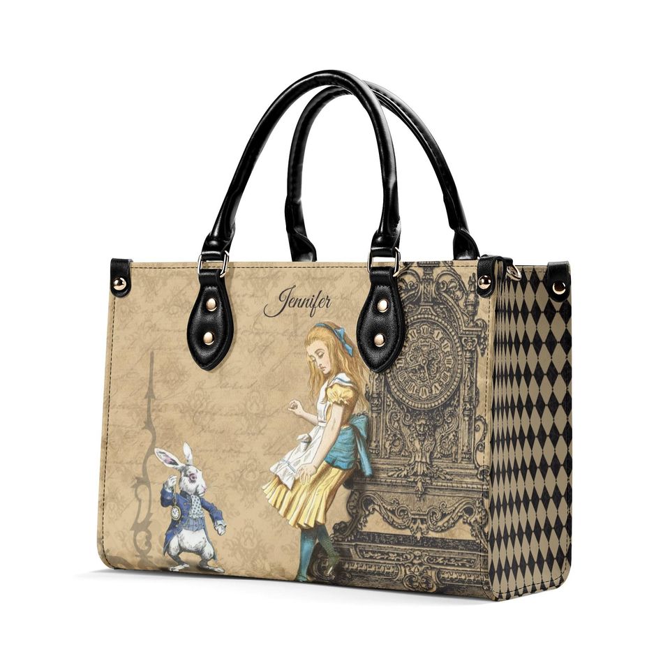 Custom Alice In Wonderland Leather Handbag
