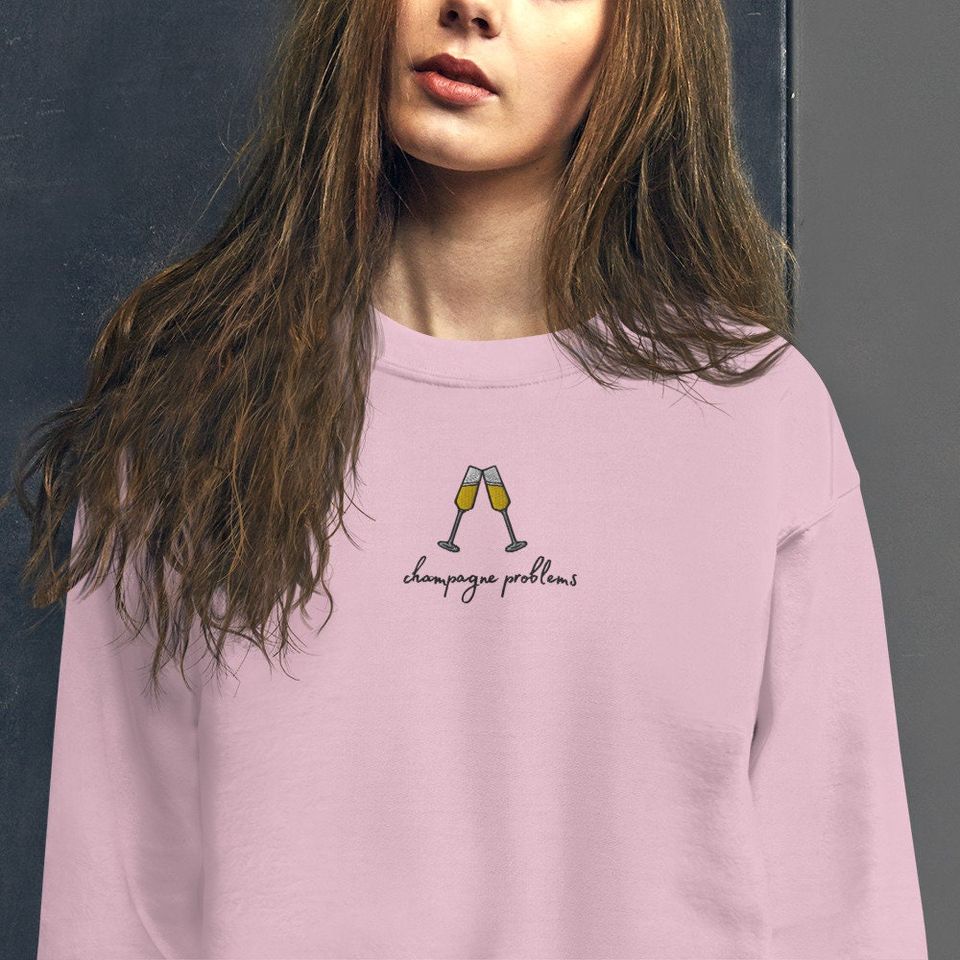 Embroidered Champagne Problems Taylorr Swifts Evermore Unisex Sweatshirt