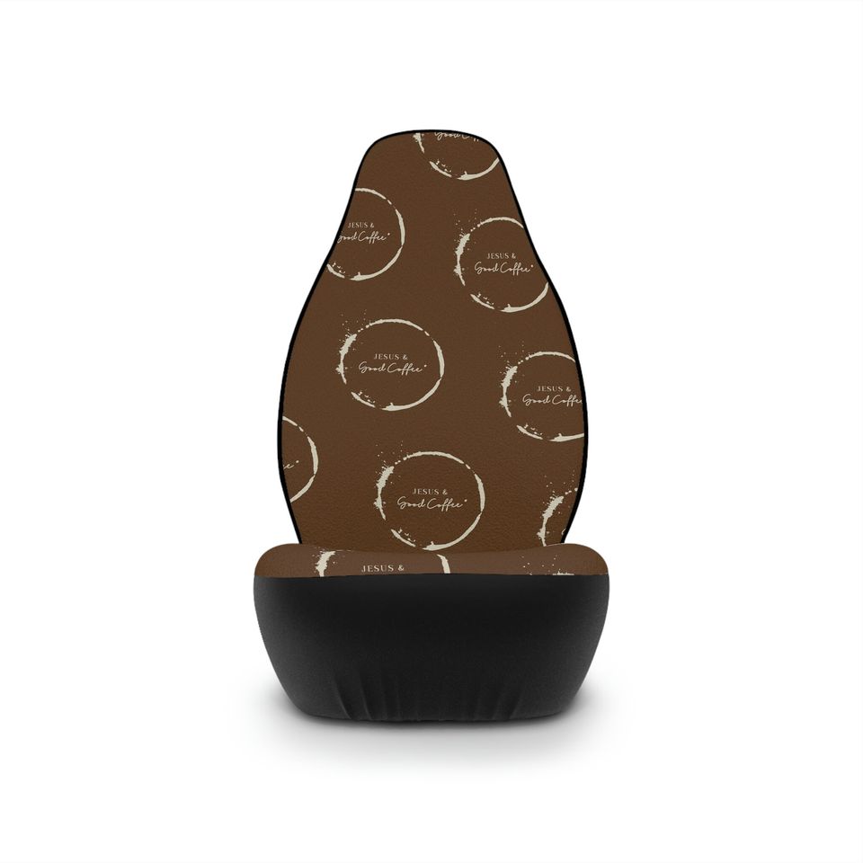 Jesus and Good Coffee Car Seat Covers, set of 2, brown, tan