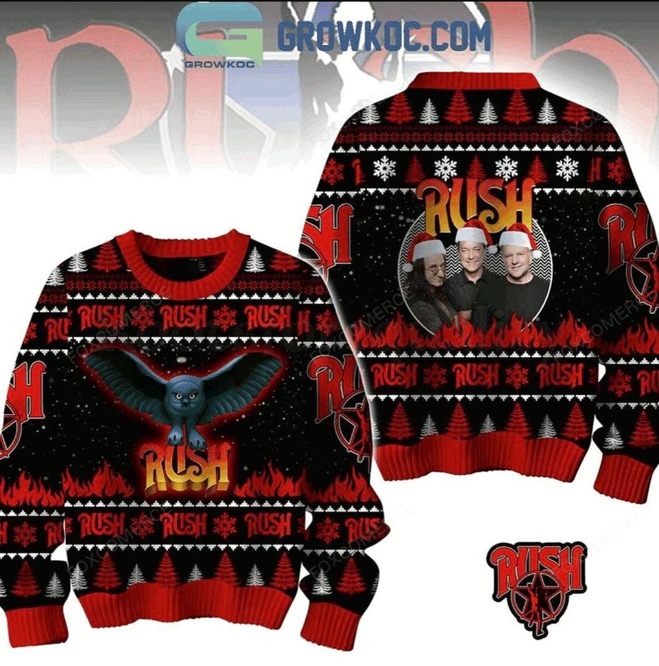 Rush Merry 2025 Christmas Happy Holidays Ugly Sweater