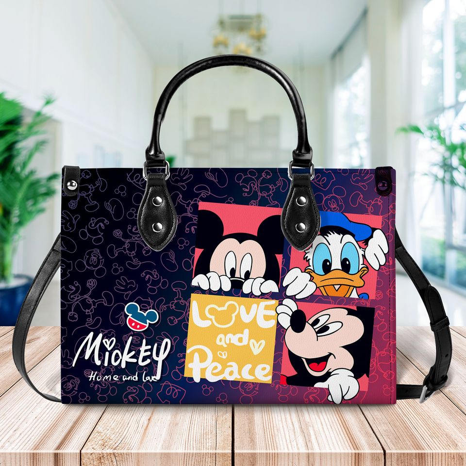Vintage Mickey Leather HandBag, Love Disney, Disney Handbag
