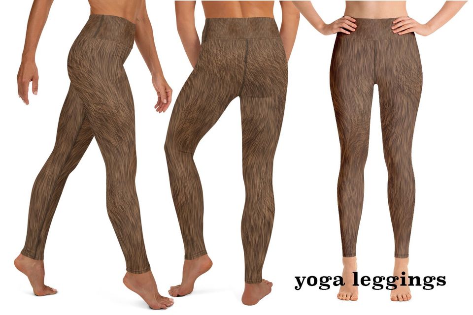 Furry Print Costume Brown Bear Dog Monkey Animal Spandex Leggings