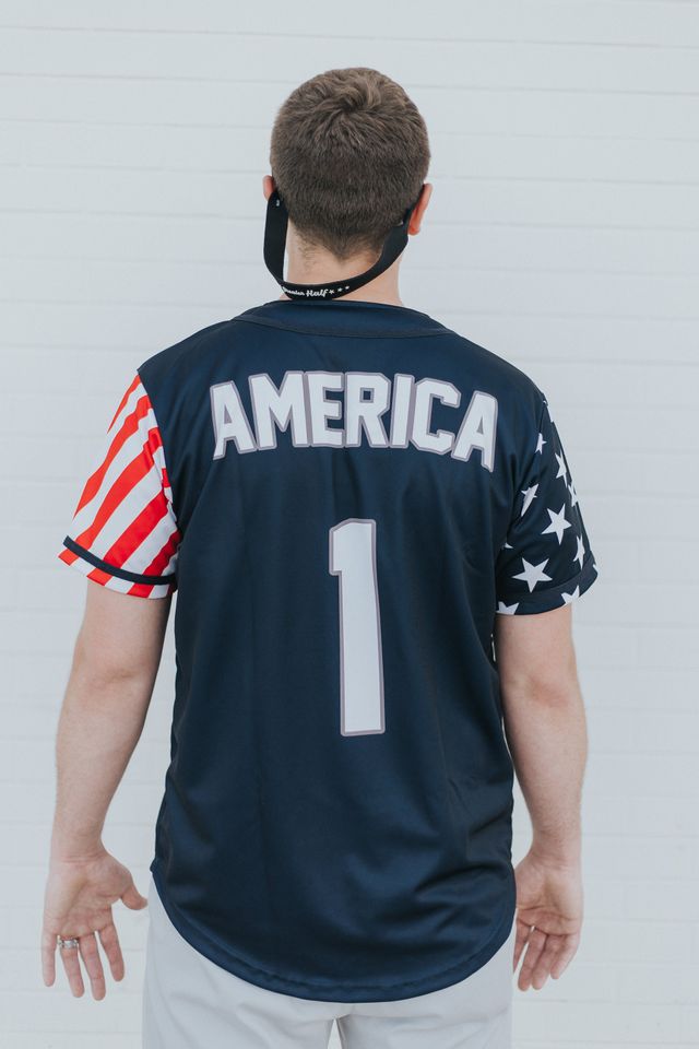 Blue America #1 Baseball Jersey