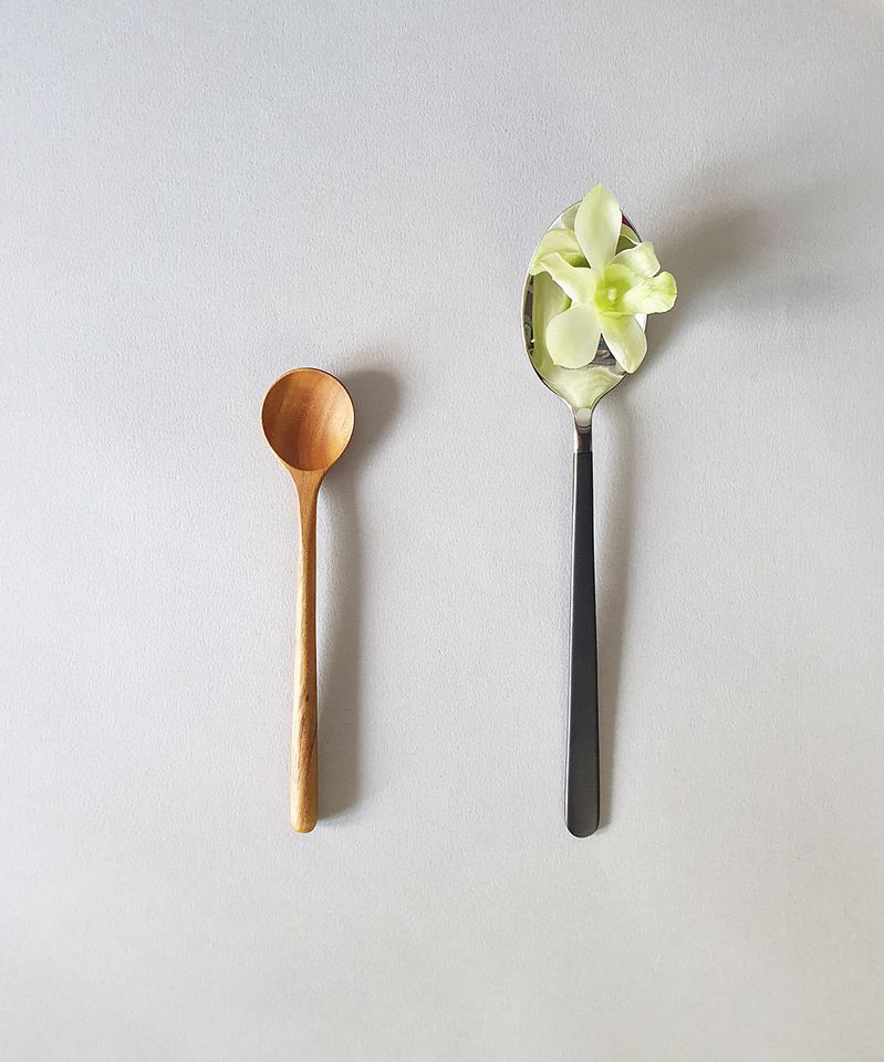 2 Teak Wood Handmade Small Round Spoons- Reusable Spoons