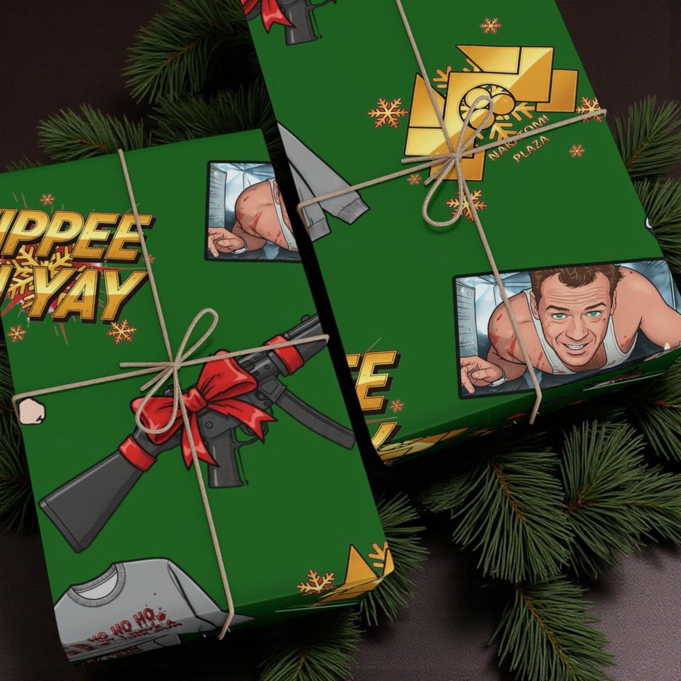 Die Hard Christmas Wrapping Paper, 80s Movie Gift Wrap