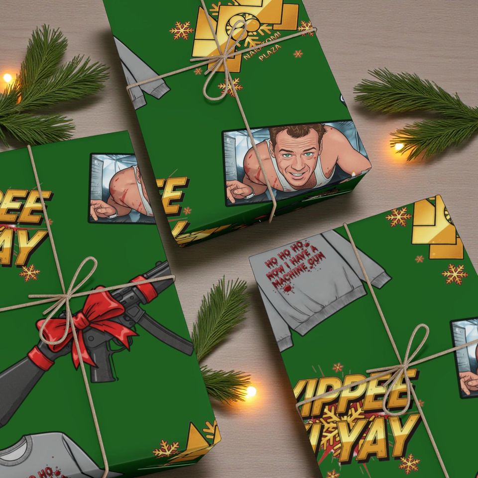 Die Hard Christmas Wrapping Paper, 80s Movie Gift Wrap