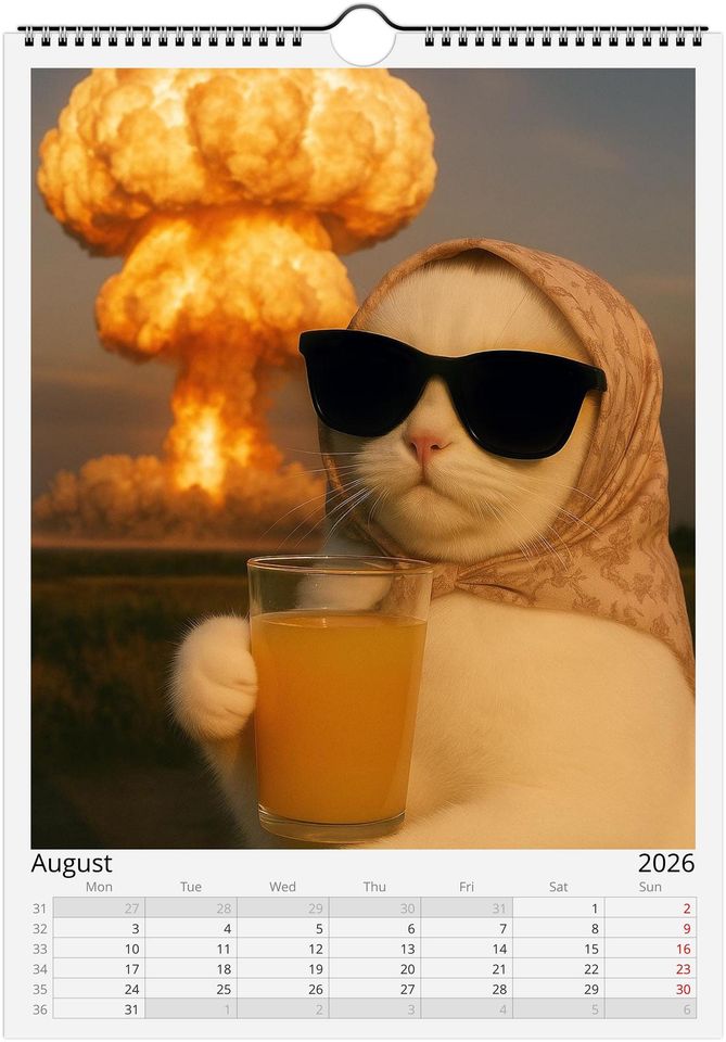 Everything is Fine Meme Cat Wall Calendar 2026
