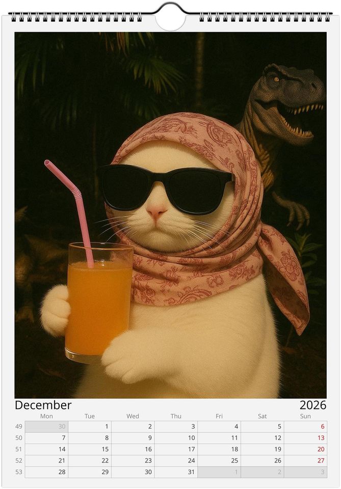 Everything is Fine Meme Cat Wall Calendar 2026
