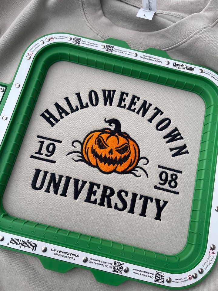 Halloween Town Embroidery Fall Sweatshirt, Spooky Season Crewneck