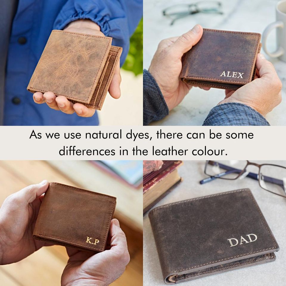 Personalised Buffalo Leather Wallet with Coin Pocket