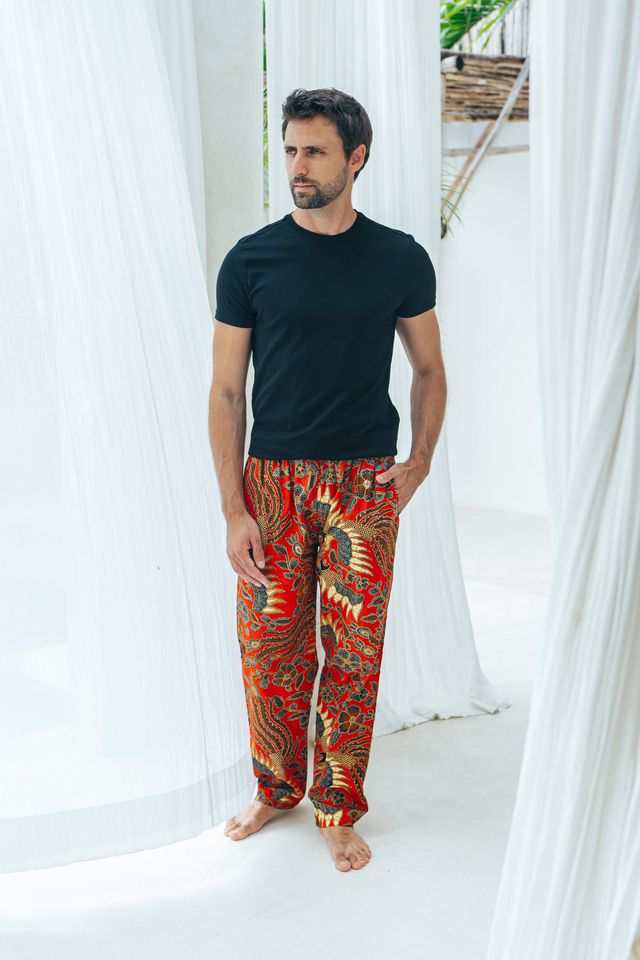 Mens Cotton Batik Trousers in multiple colours, Drawstring pants