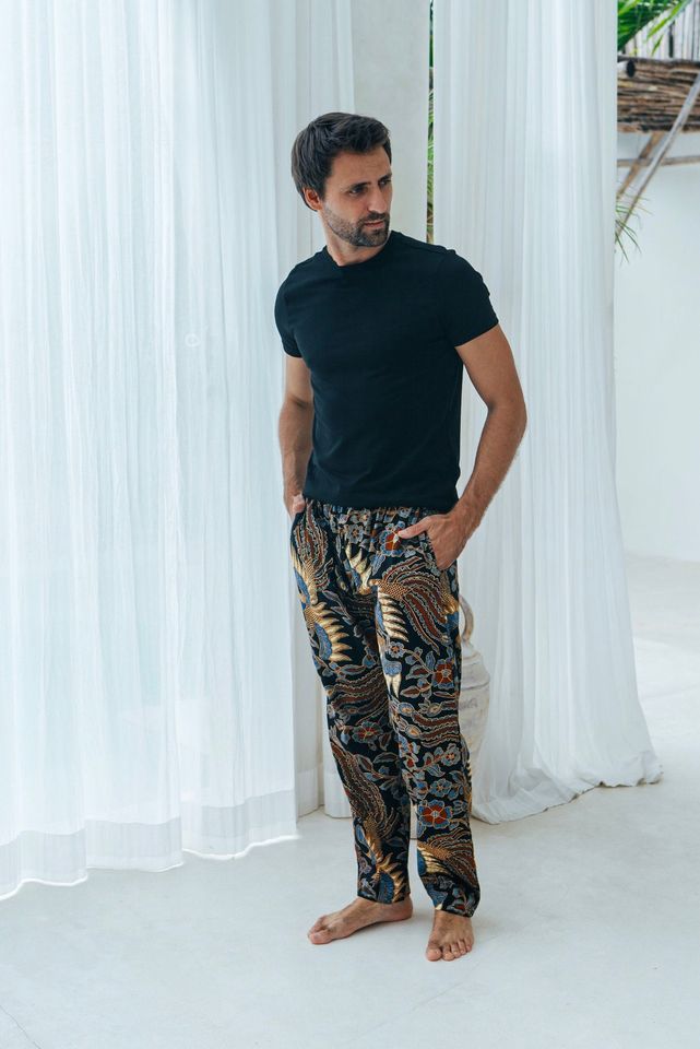 Mens Cotton Batik Trousers in multiple colours, Drawstring pants