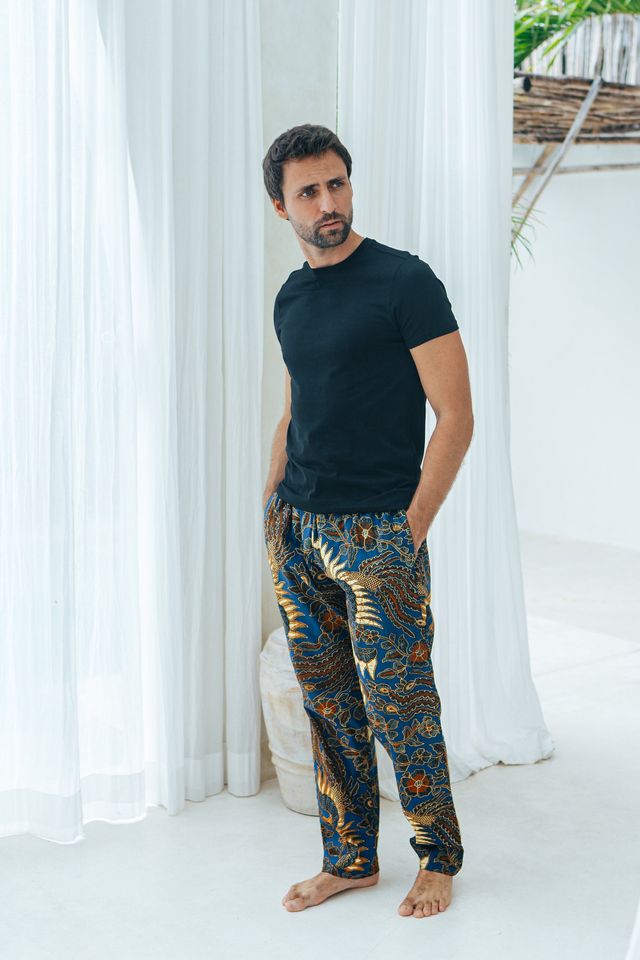 Mens Cotton Batik Trousers in multiple colours, Drawstring pants