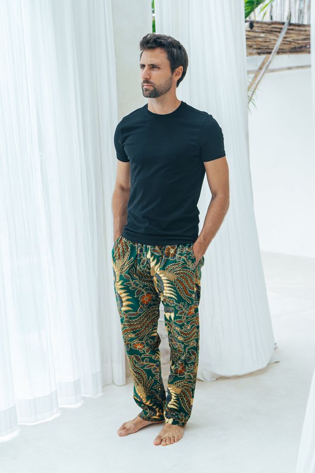 Mens Cotton Batik Trousers in multiple colours, Drawstring pants