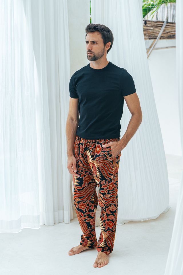 Mens Cotton Batik Trousers in multiple colours, Drawstring pants