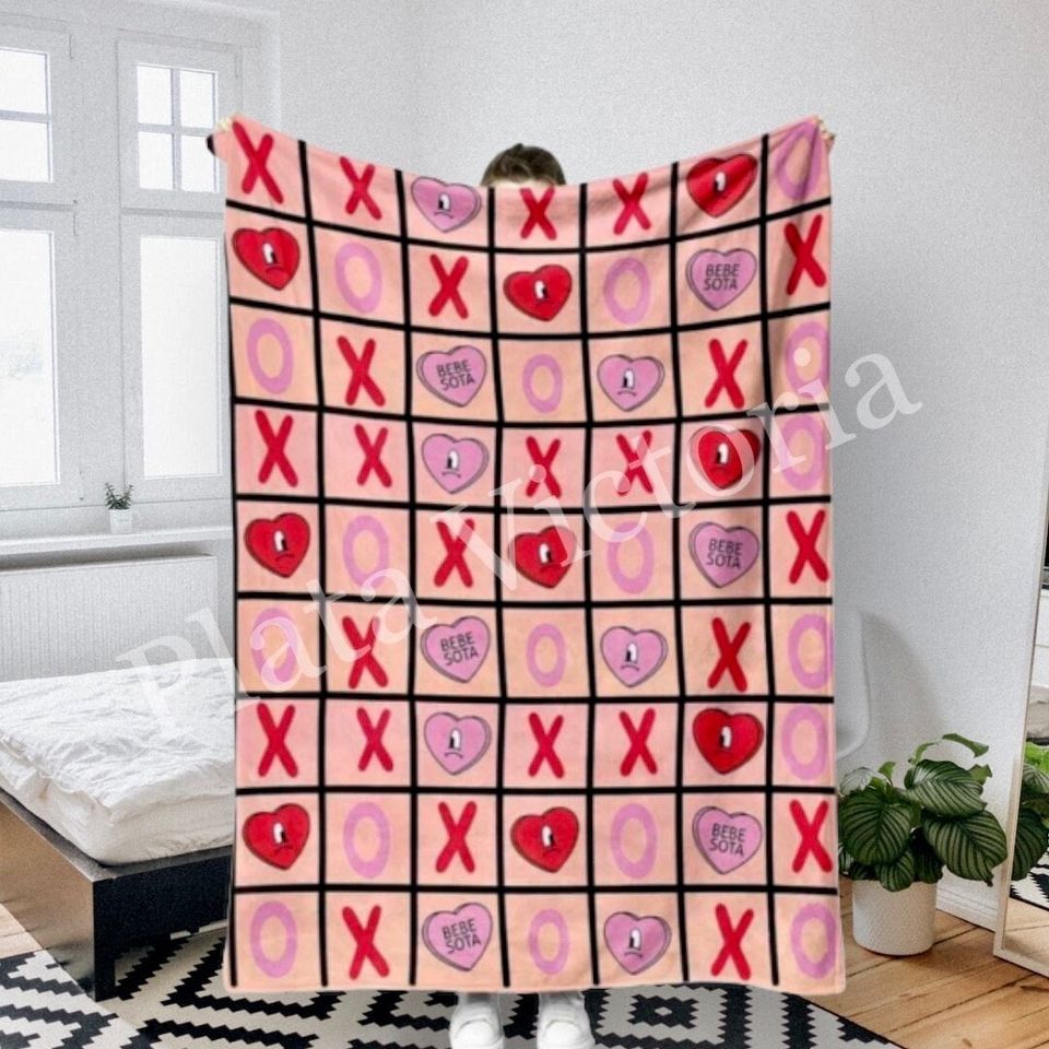 Valentines Bad Bunny throw blanket, Bad Bunny Merch
