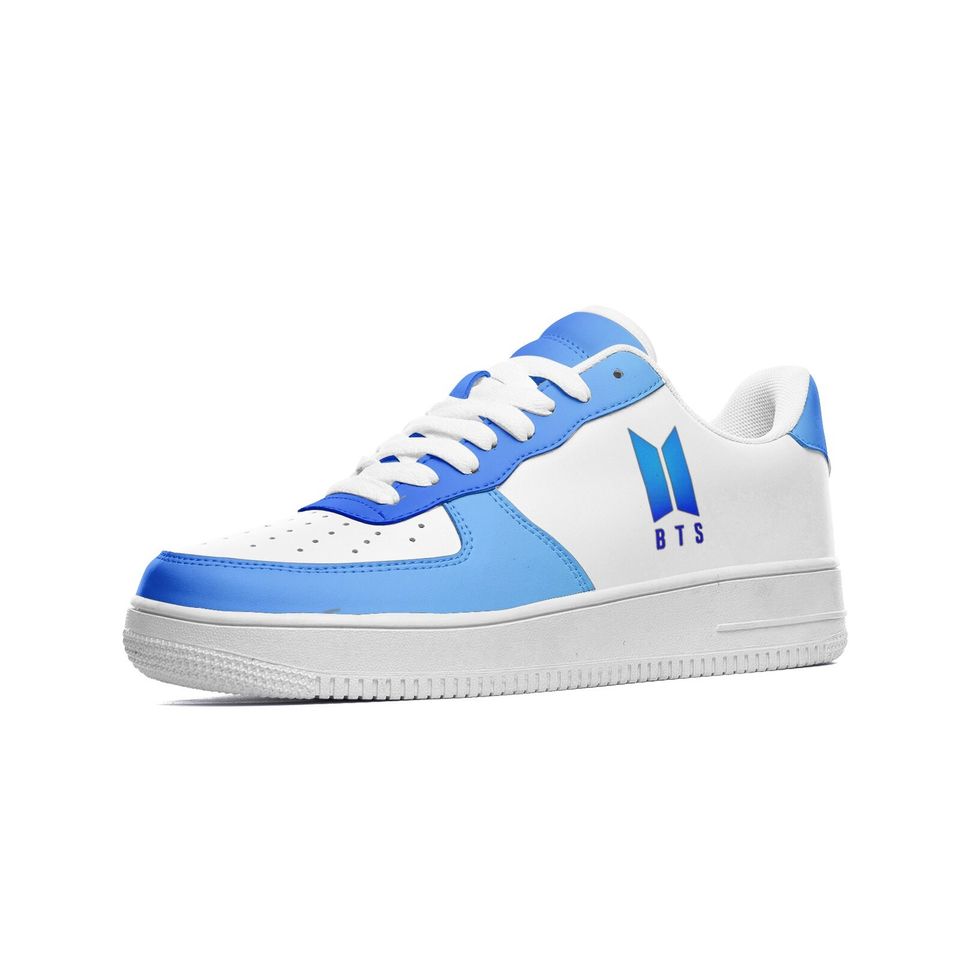 BTS Unisex Low Top Leather Sneakers - Blue BTS shoes