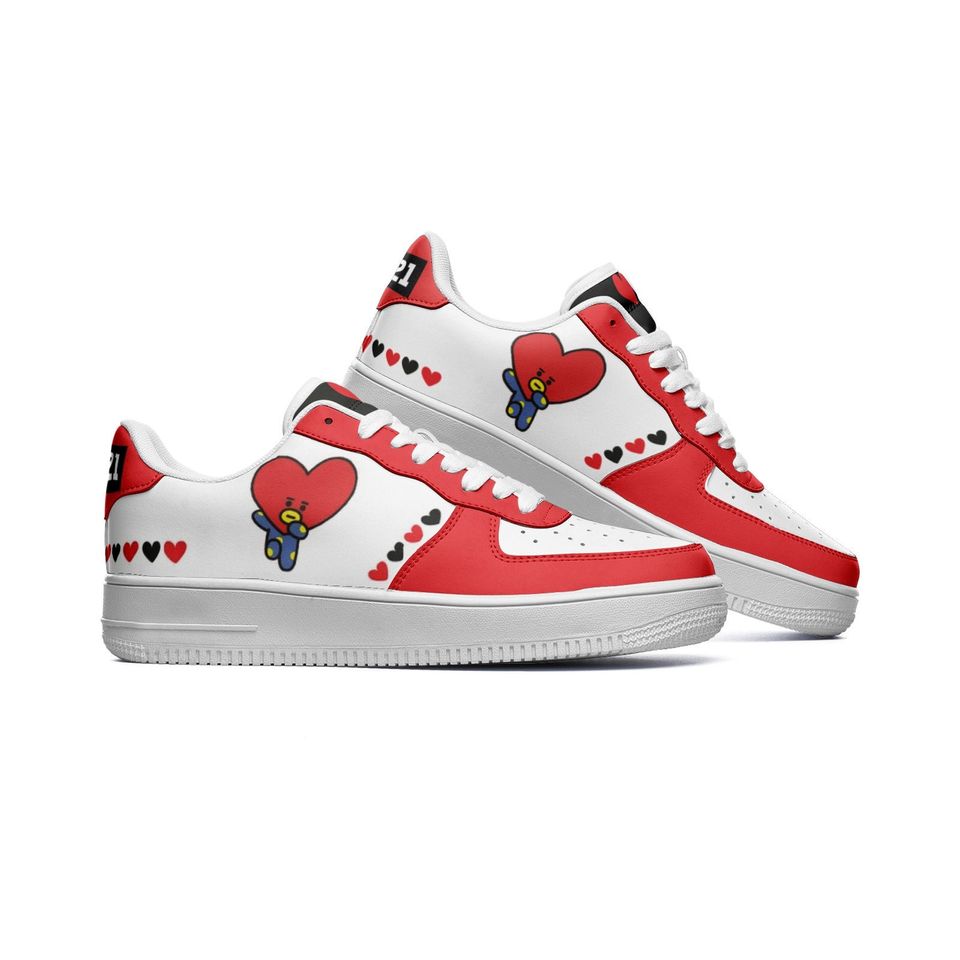 BT21 Tata Unisex Low Top Leather Sneakers - Red
