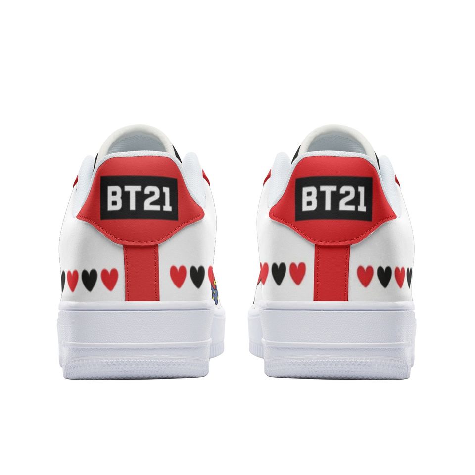 BT21 Tata Unisex Low Top Leather Sneakers - Red