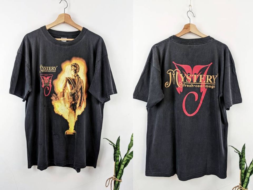 Vintage Michael Jackson Mystery Merch T-shirt Double Side Fade