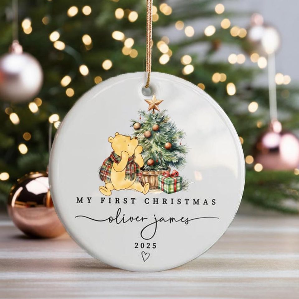 Personalized Winnie the Pooh First Christmas Ceramic Ornament