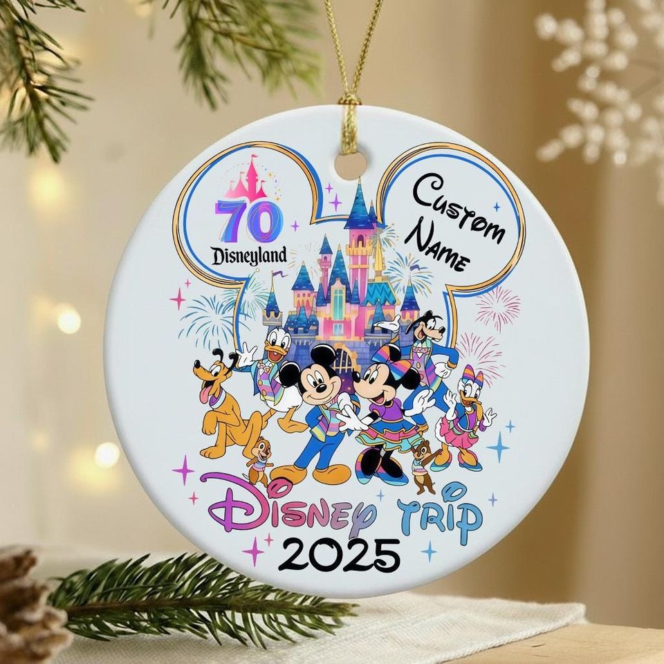 Personalized Retro Disneyland 70th anniversary 1955-2025 Ceramic Ornament