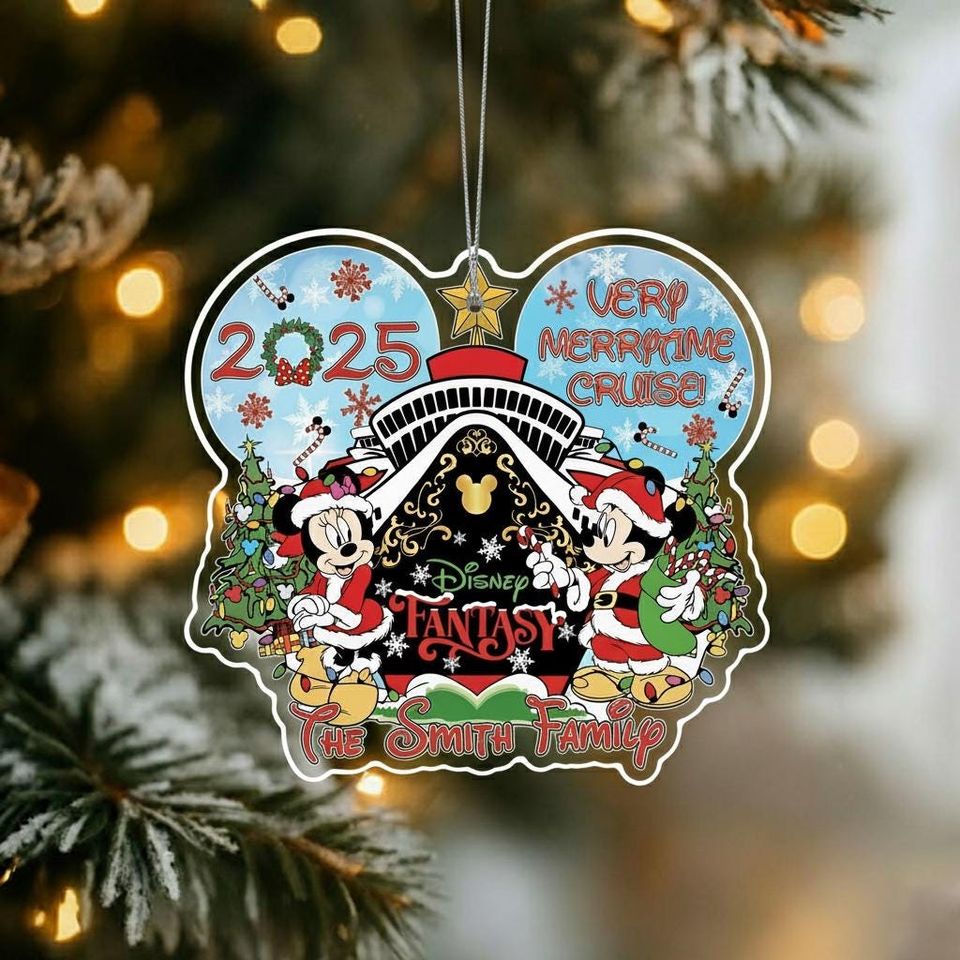 Personalized Disney Cruise Mickey & Friends Ornament, Custom First Trip 2025 Ornament