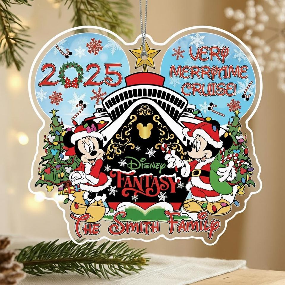 Personalized Disney Cruise Mickey & Friends Ornament, Custom First Trip 2025 Ornament