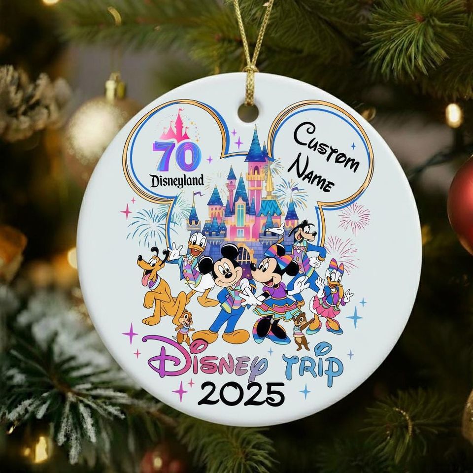 Personalized Retro Disneyland 70th anniversary 1955-2025 Ceramic Ornament