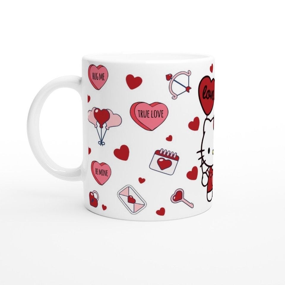 Valentine's Day Hello Kitty Red Hearts Ceramic Coffee Mug
