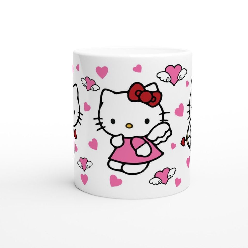 Cute Valentine's Day Hello Kitty Cupid with Hearts Coffee Mug