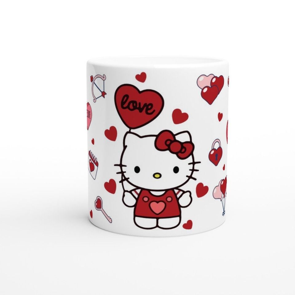 Valentine's Day Hello Kitty Red Hearts Ceramic Coffee Mug