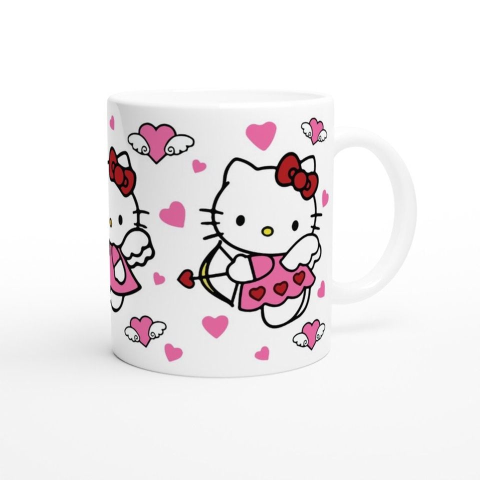 Cute Valentine's Day Hello Kitty Cupid with Hearts Coffee Mug