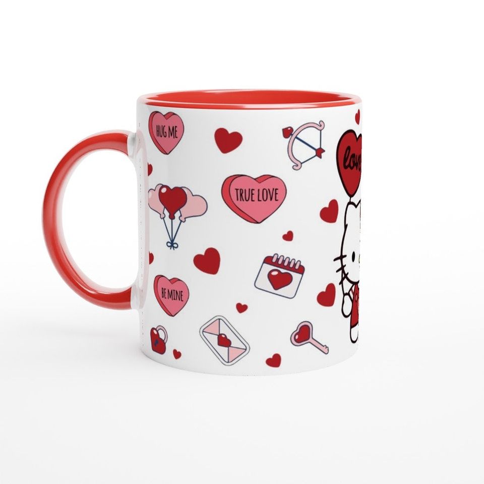 Valentine's Day Hello Kitty Red Hearts Ceramic Coffee Mug