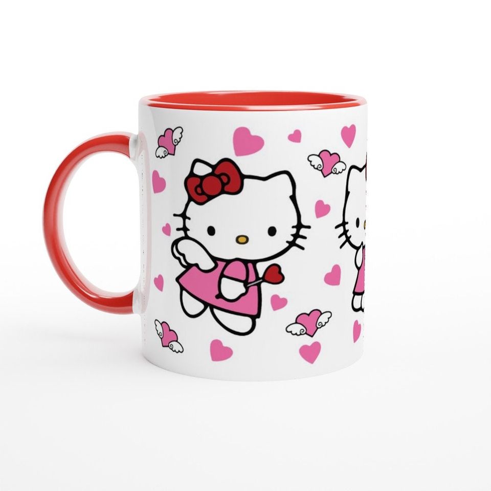 Cute Valentine's Day Hello Kitty Cupid with Hearts Coffee Mug