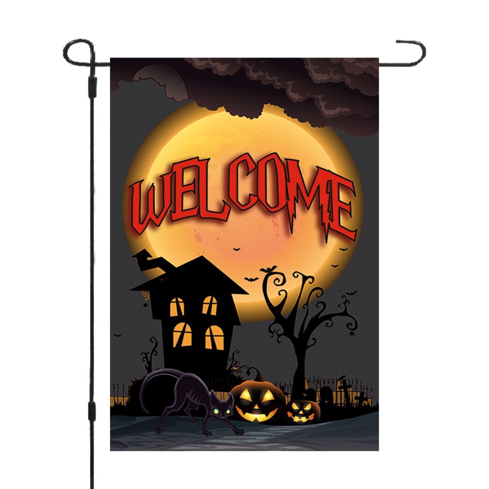 Welcome- Halloween- Garden Flag-  Haunted House- Pumpkin Patch