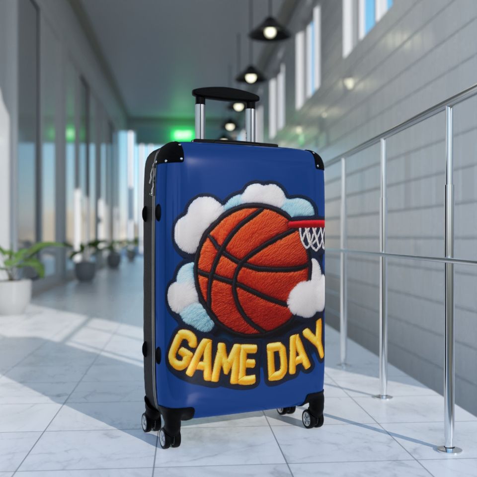 Game Day Basketball Chenille Patch Embroider Design - Suitcase