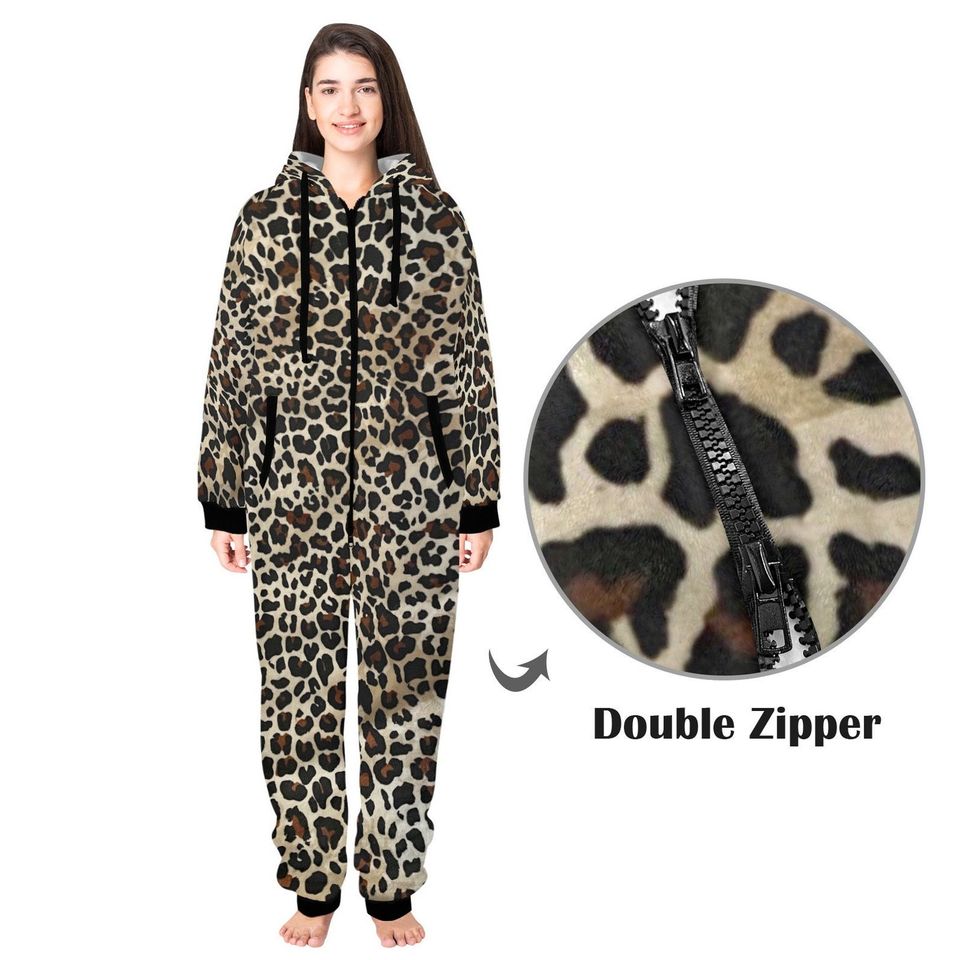 Leopard Pajama Suit Adult Unisex Home Jumpsuit