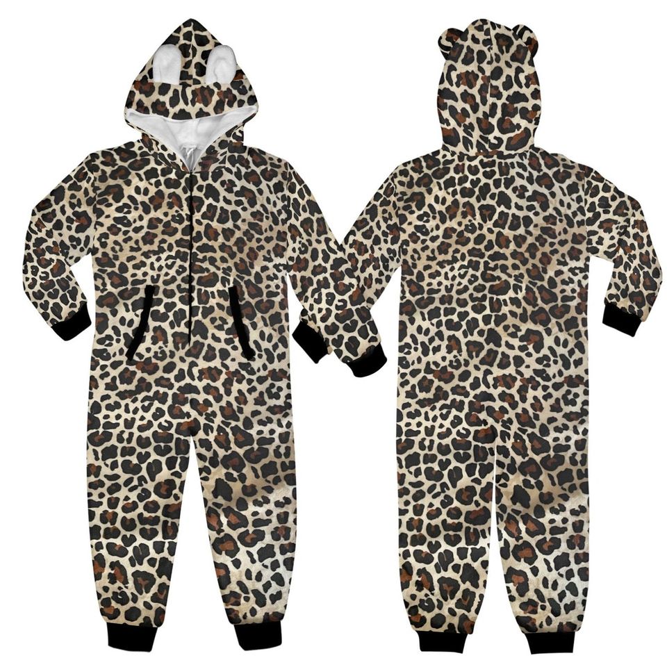 Leopard Pajama Suit Adult Unisex Home Jumpsuit