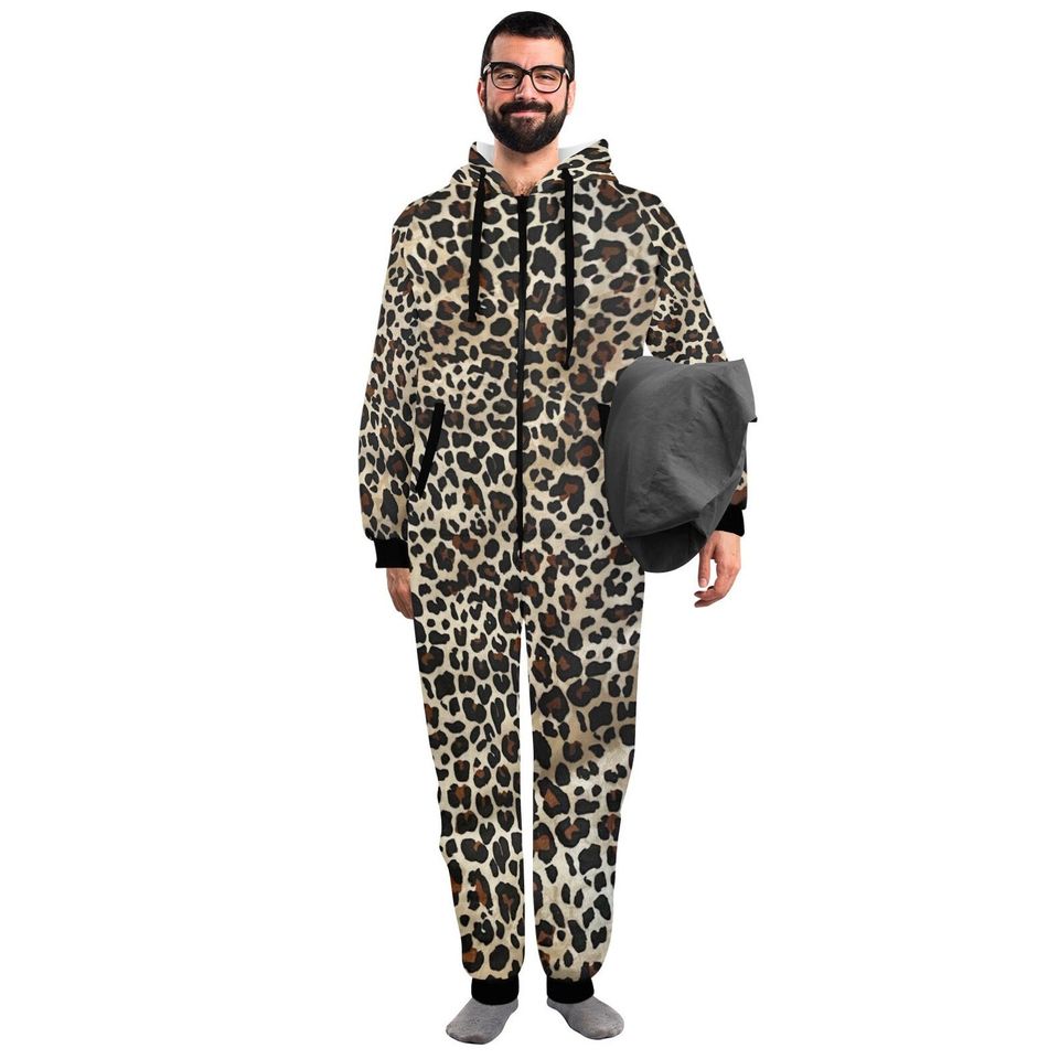 Leopard Pajama Suit Adult Unisex Home Jumpsuit