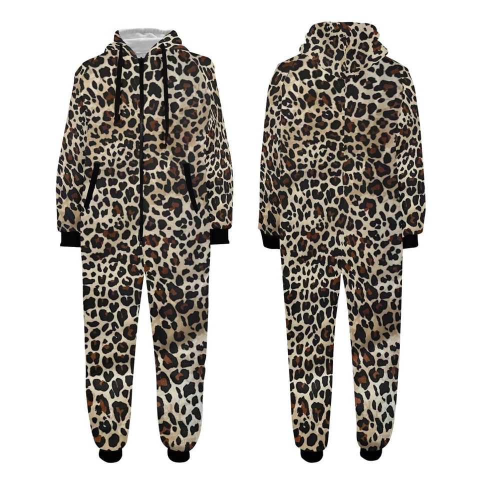 Leopard Pajama Suit Adult Unisex Home Jumpsuit