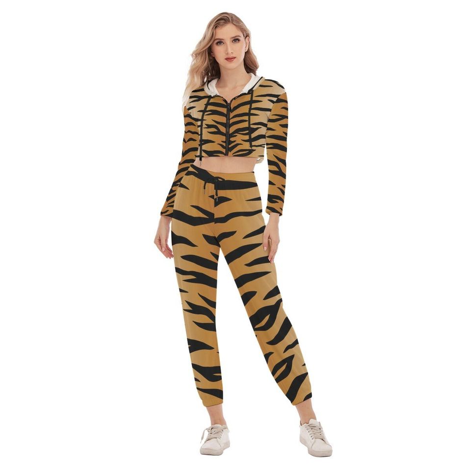 Crop Hoodie Sports Suit Tiger print, Tiger sports set, Tiger sports set, Animal print, Safari sports set, Safari animals, gift