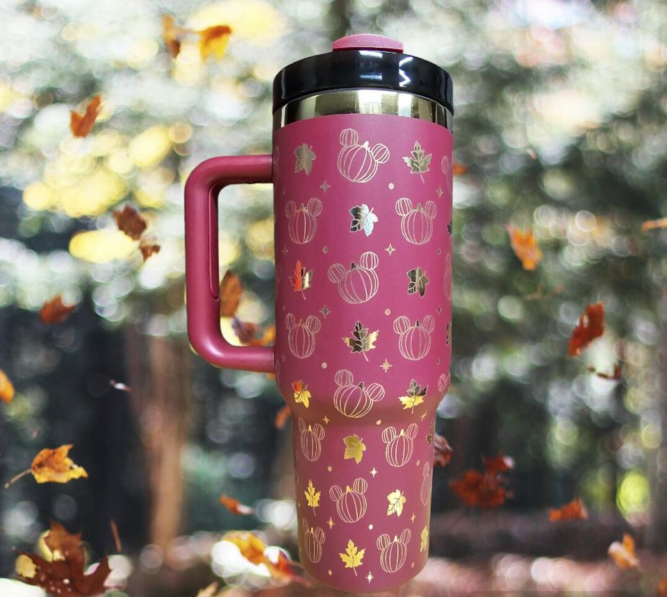 40oz  Laser Engraved Fall Mickey Pumpkin Tumbler