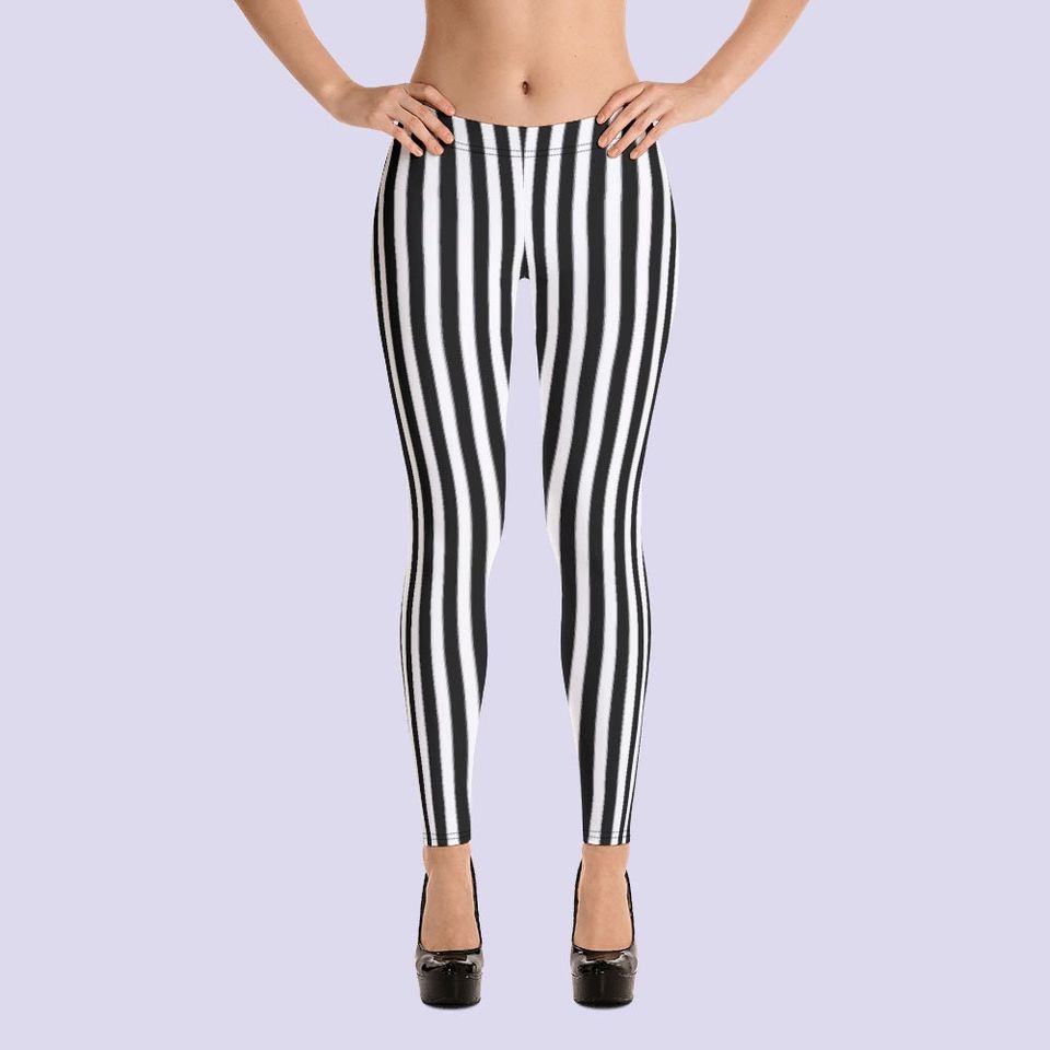 Black & White striped leggings|Beetlejuice|Witch leggings|Halloween